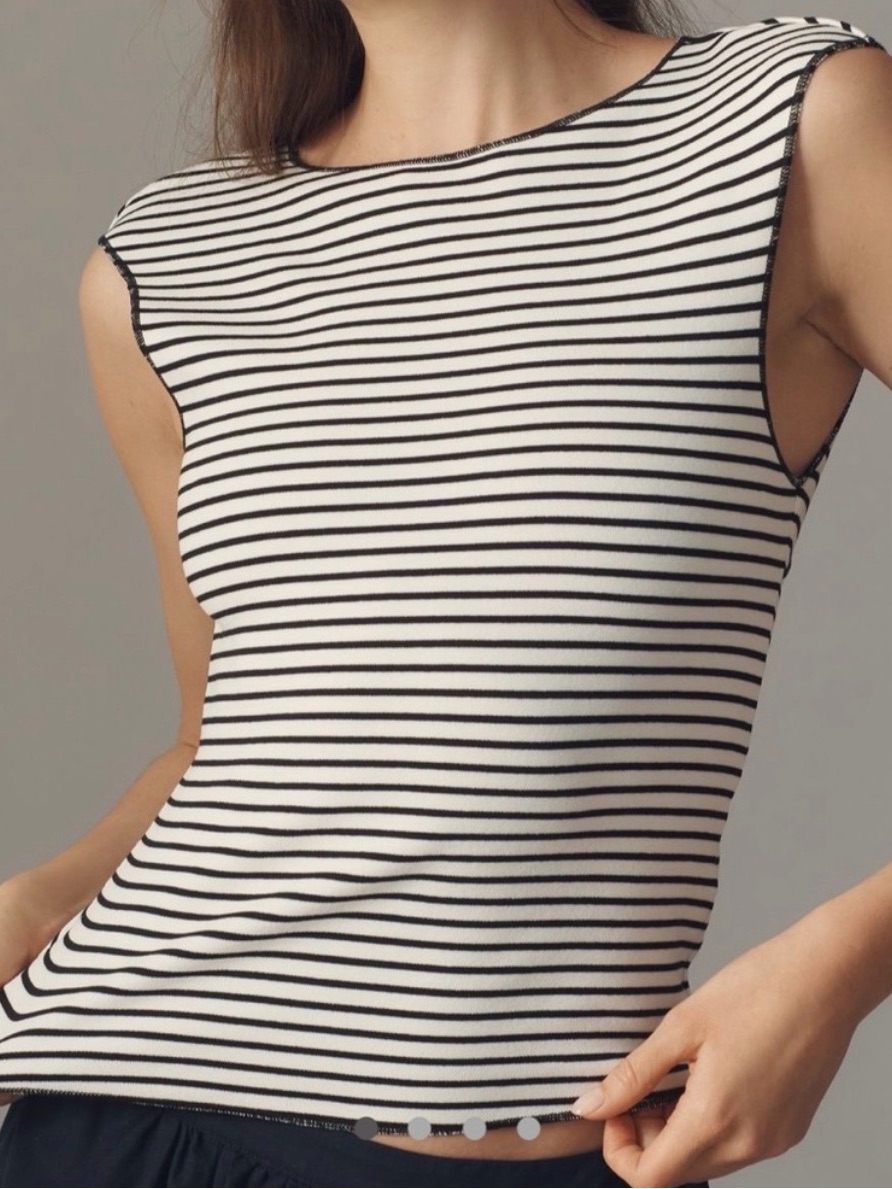 Anthropologie Maeve Black & White Stripe Top